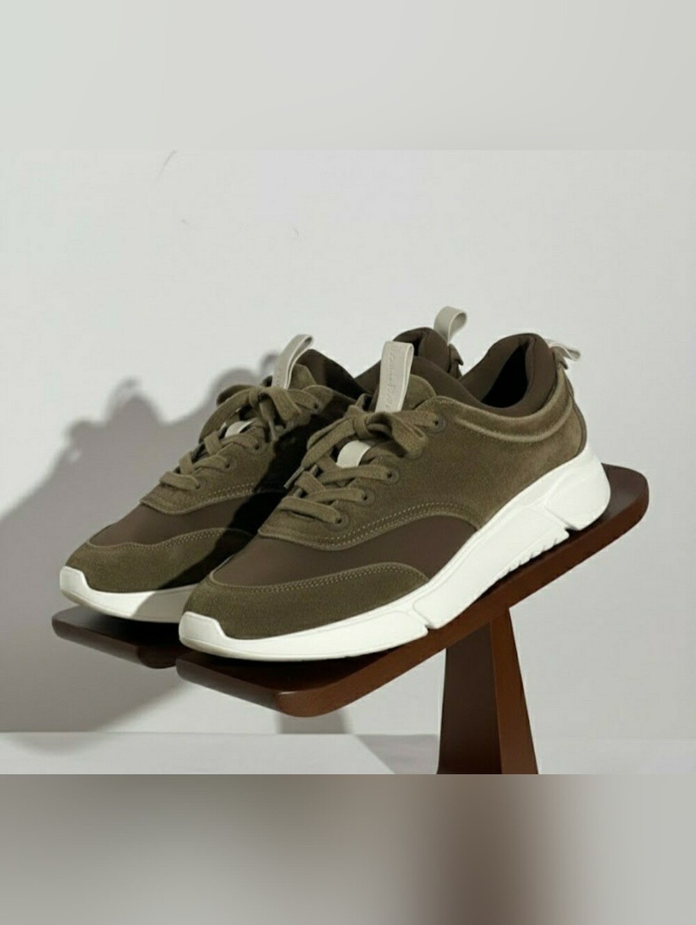Massimo Dutti - Olive Green/Brown Suede Sneakers - Size 40 EUR